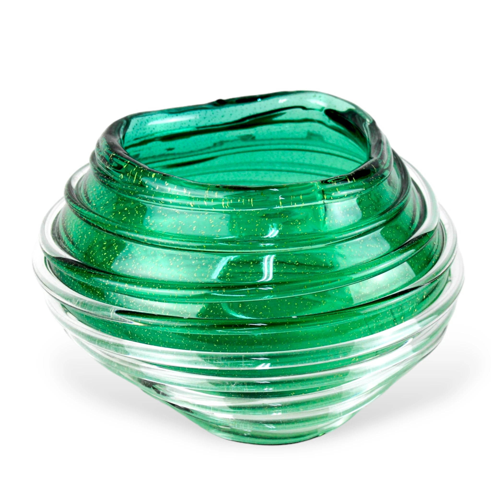 Vaso Sofisticado Design Chique Peça de Cristal Verde Murano Vidro