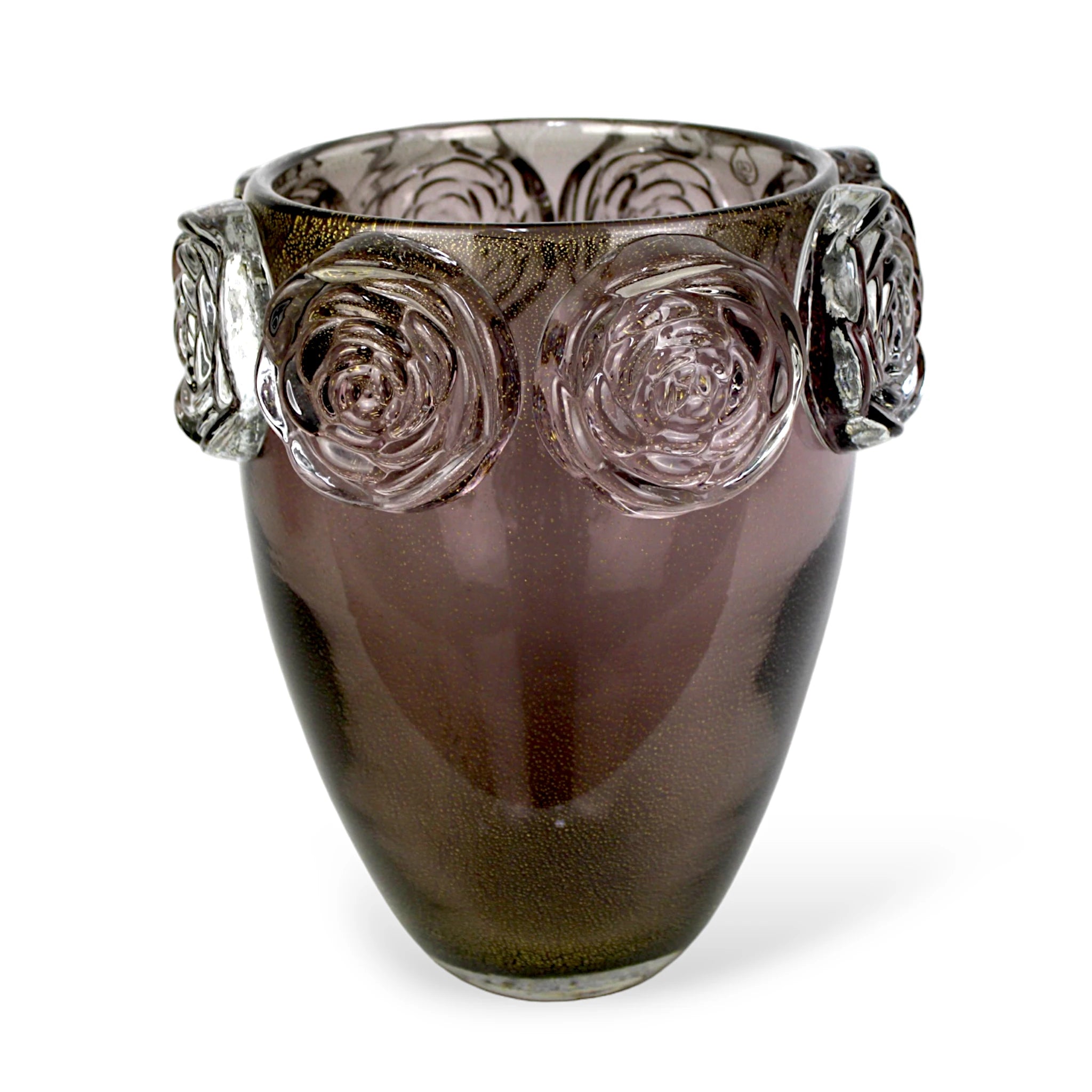 Vaso Rosas Escutro com Ouro Grande