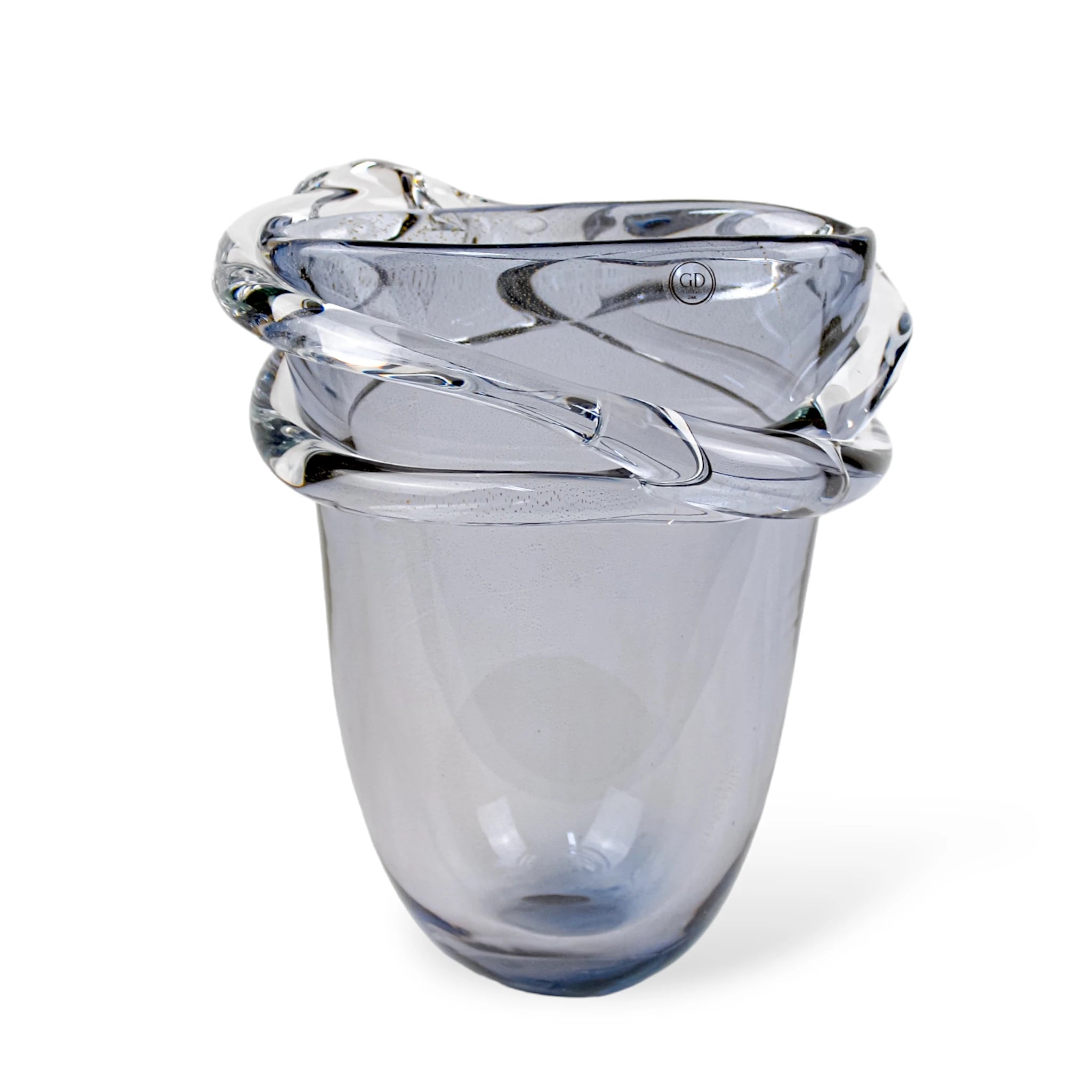 Vaso de Cristal Murano Desenhado Azul