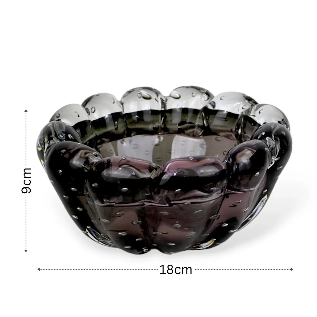 Bowl Murano Preto com Medidas