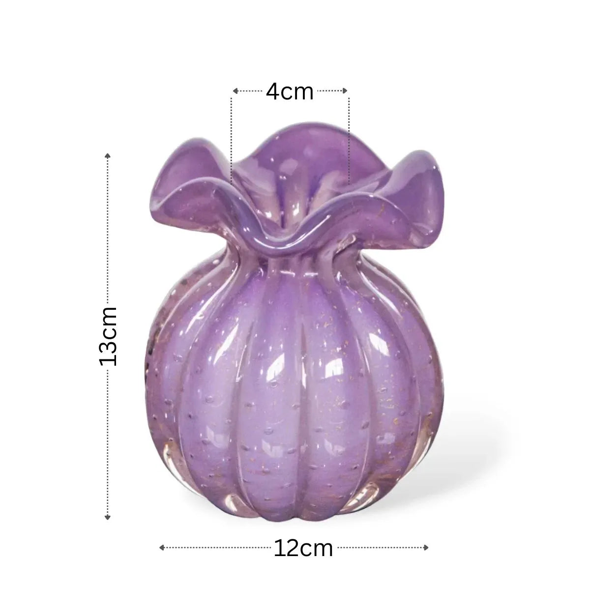 Trouxinha Cristal Murano com Ouro Medidas