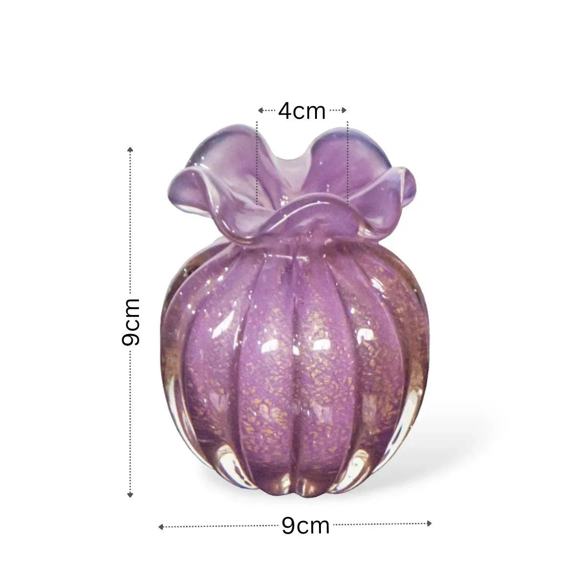 Trouxinha Pequena Cristal Murano com Ouro Medidas