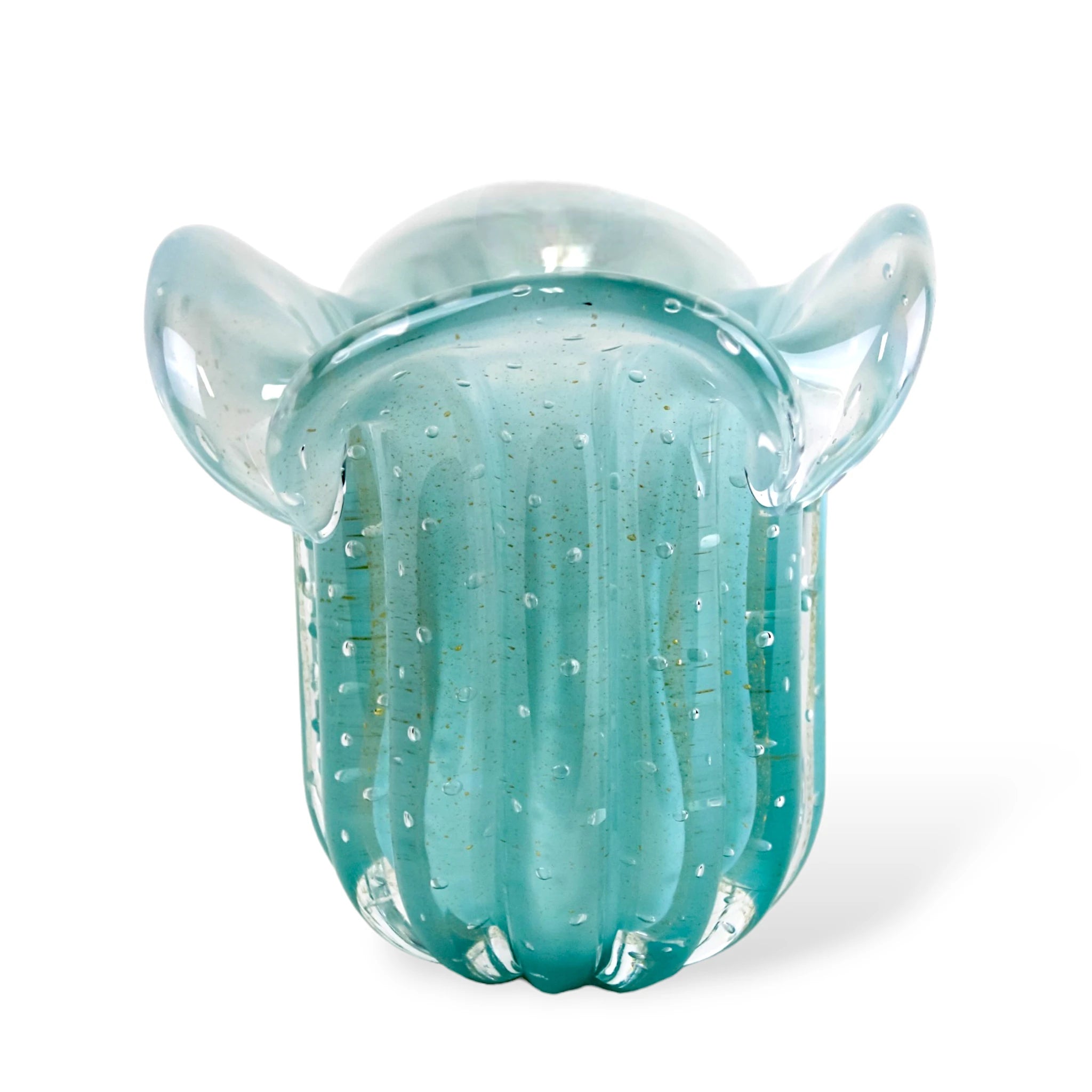 Vaso Pequeno Cachepot Murano Cristal com Ouro Delicado