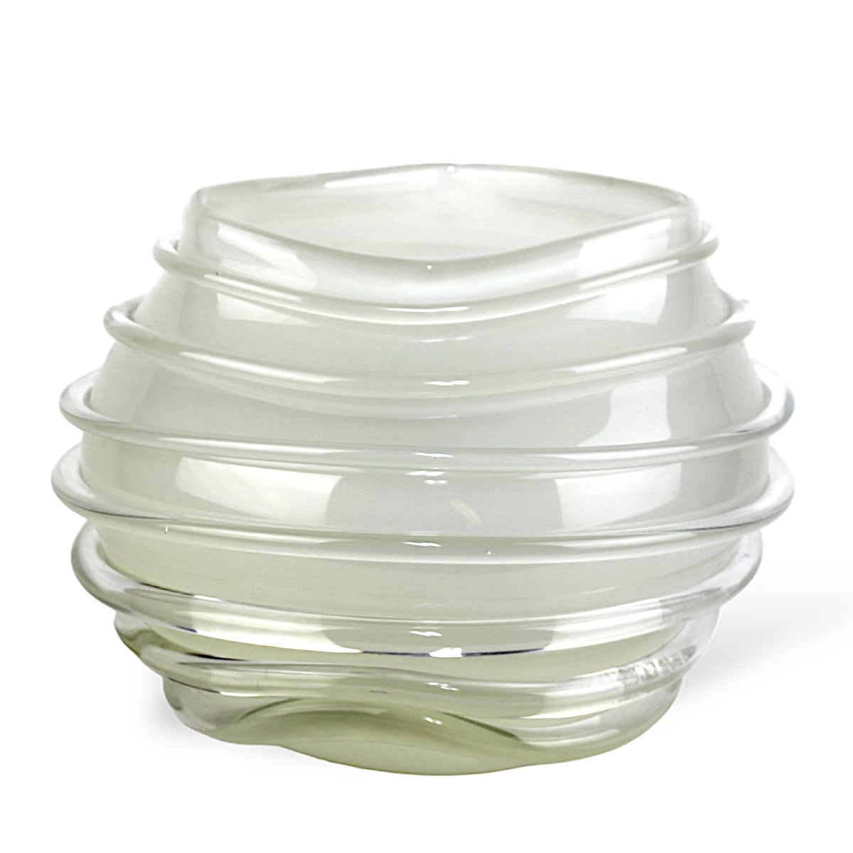 Vaso de Murano Branco Redondo Cristal Grande