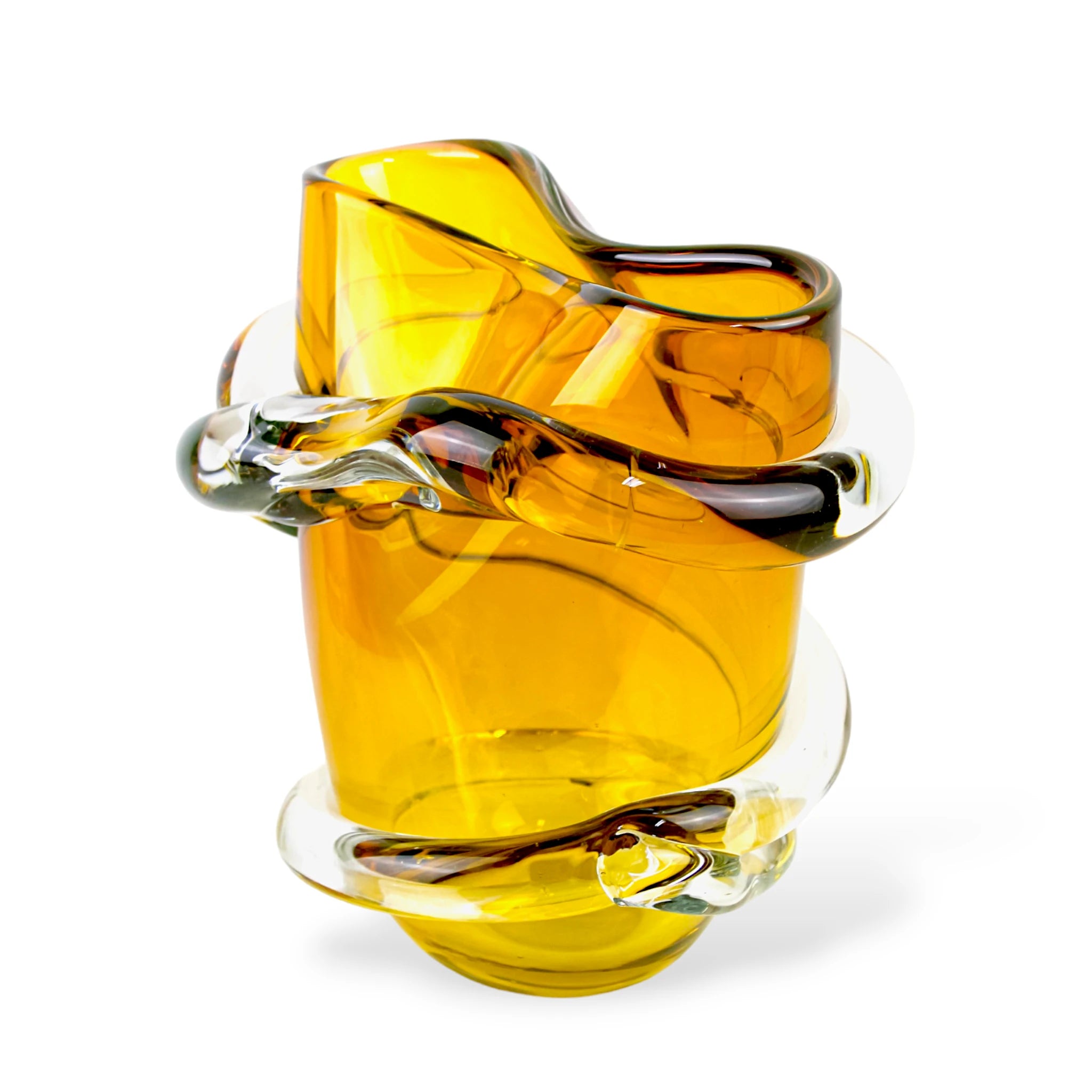 Vaso de Cristal Murano Retorcido Amarelo