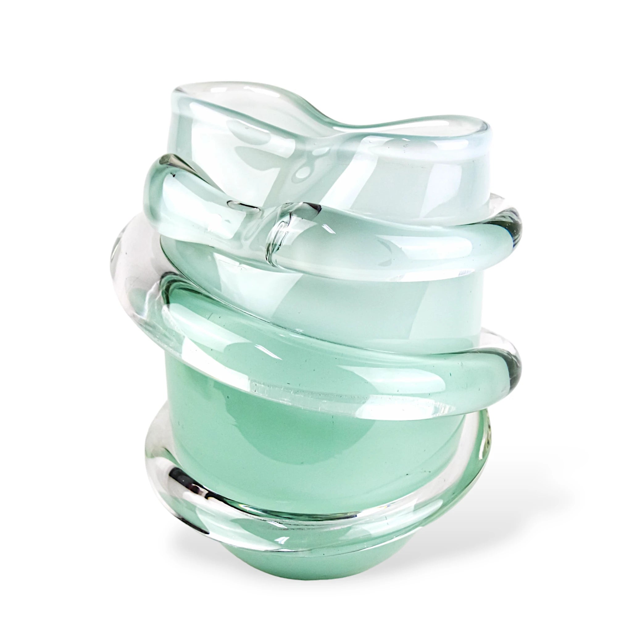 Vaso de Cristal Murano Retorcido Verde Água