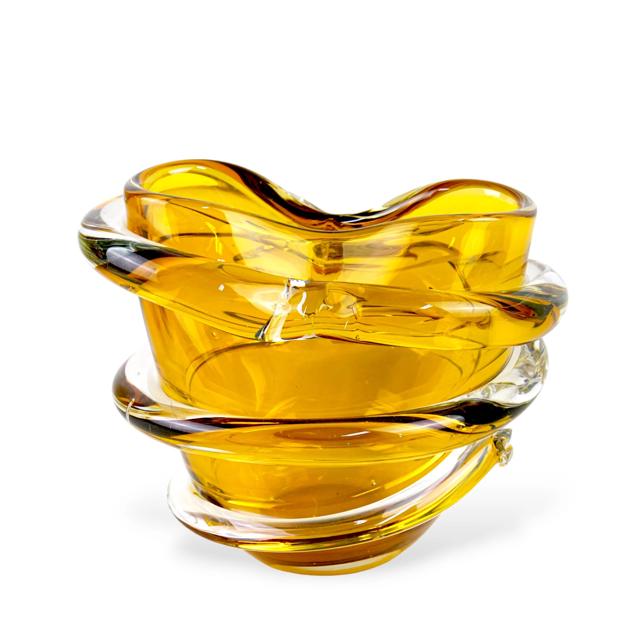 Vaso de Murano Amarelo Cristal Retorcido