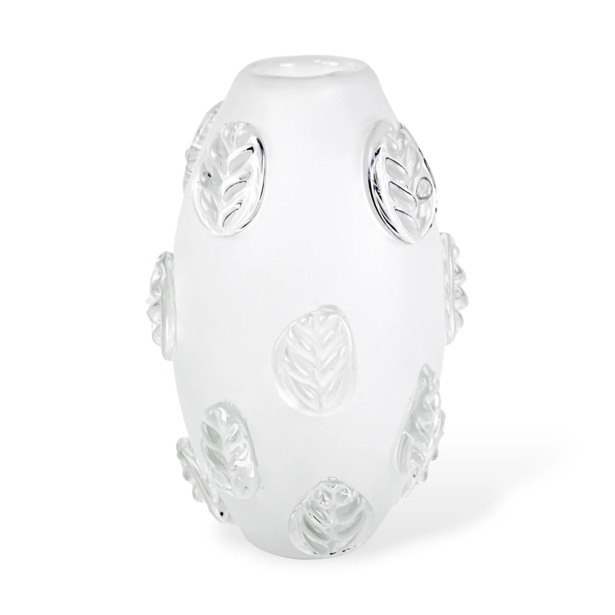 Vaso de Cristal Murano Folhas Branco