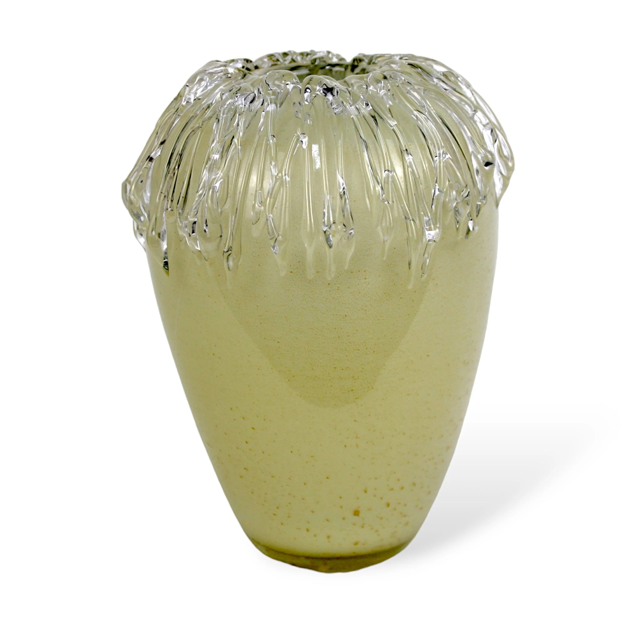 Vaso de Murano Cristal com Ouro Bege