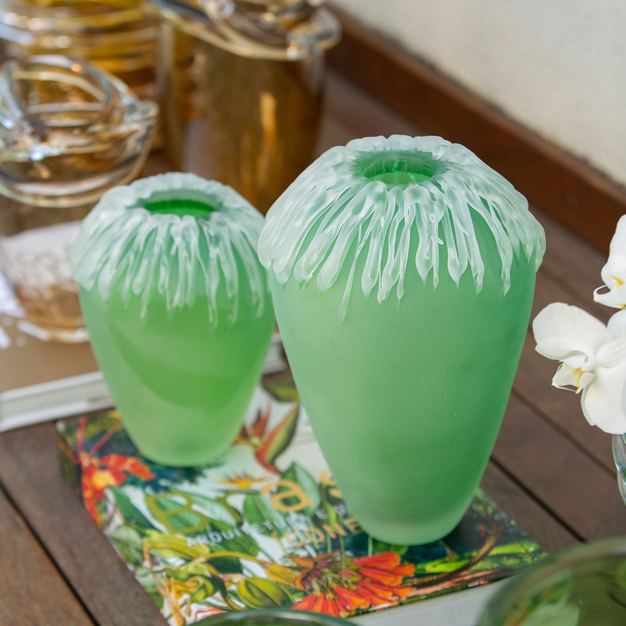 Vaso de Cristal Murano Verde Fosqueado
