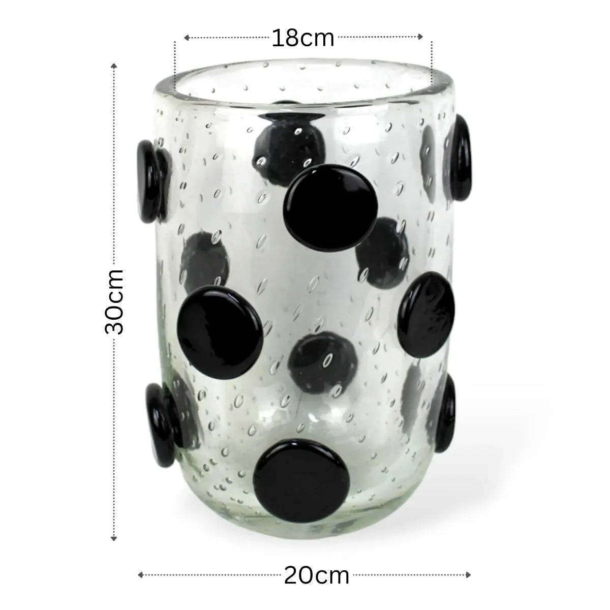 Vaso Catapora Grande em Murano Medidas