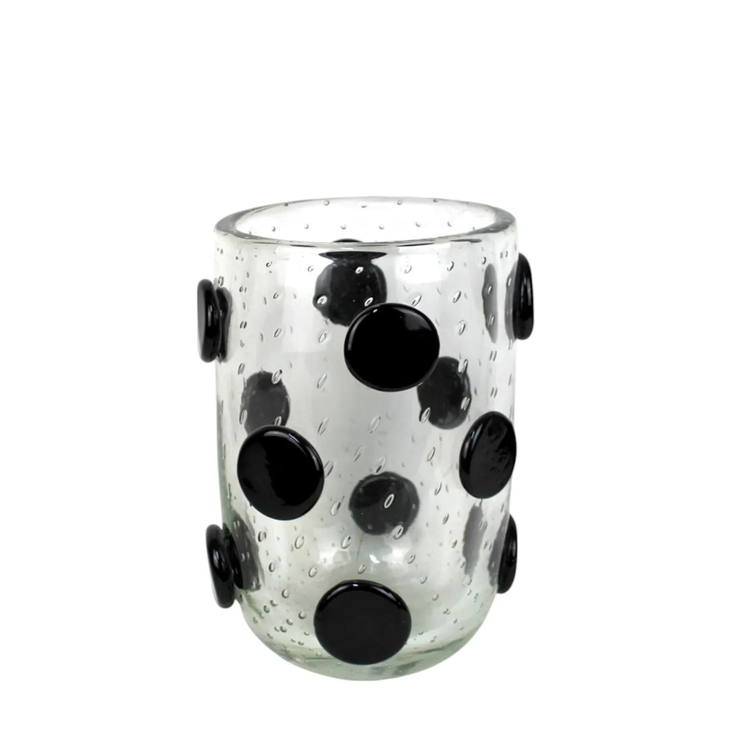 Vaso de Cristal Murano Transparente e Preto Catapora