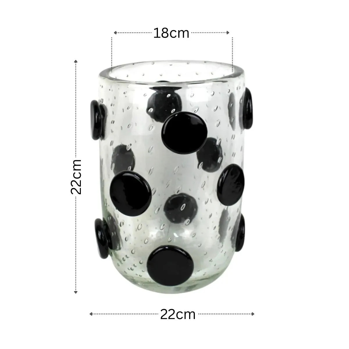 Vaso Catapora Médio em Murano Medidas