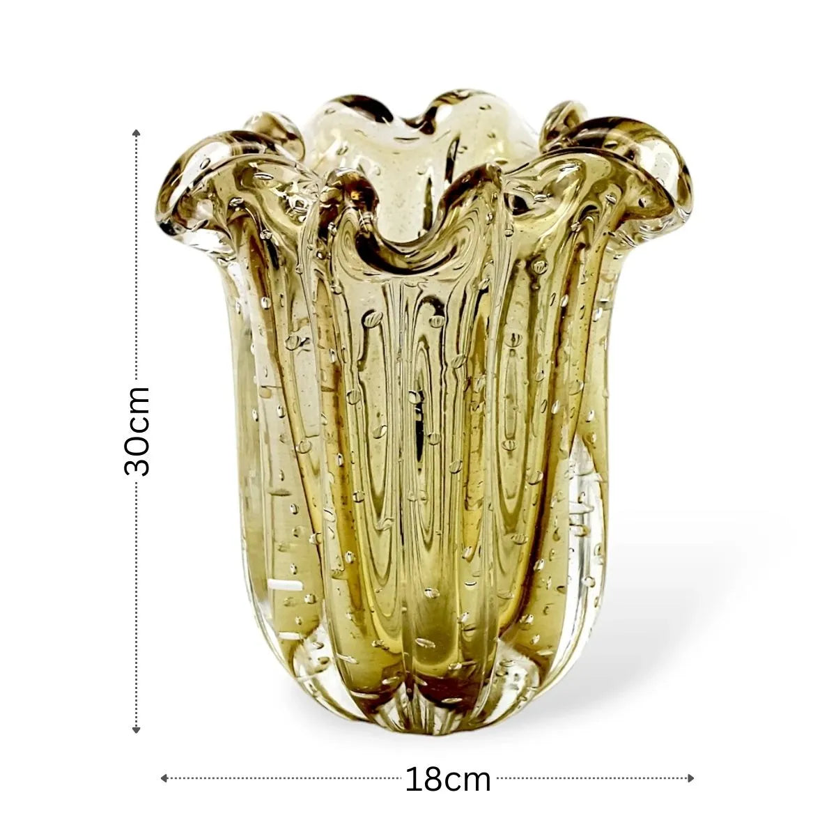 Vaso Amara Cristal Murano Medidas
