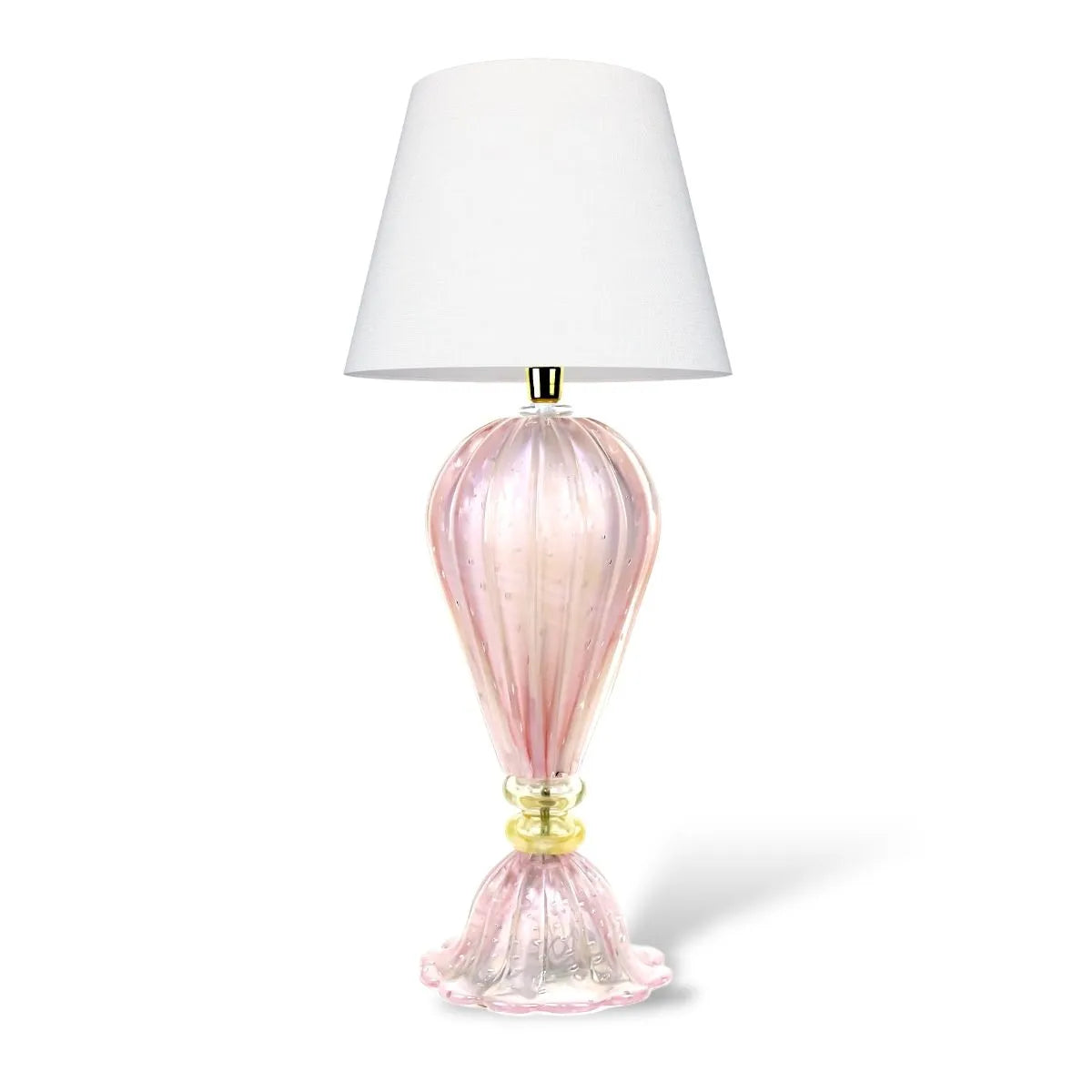 Abajur Cristal Murano Boup Encorpado com Ouro Rosa