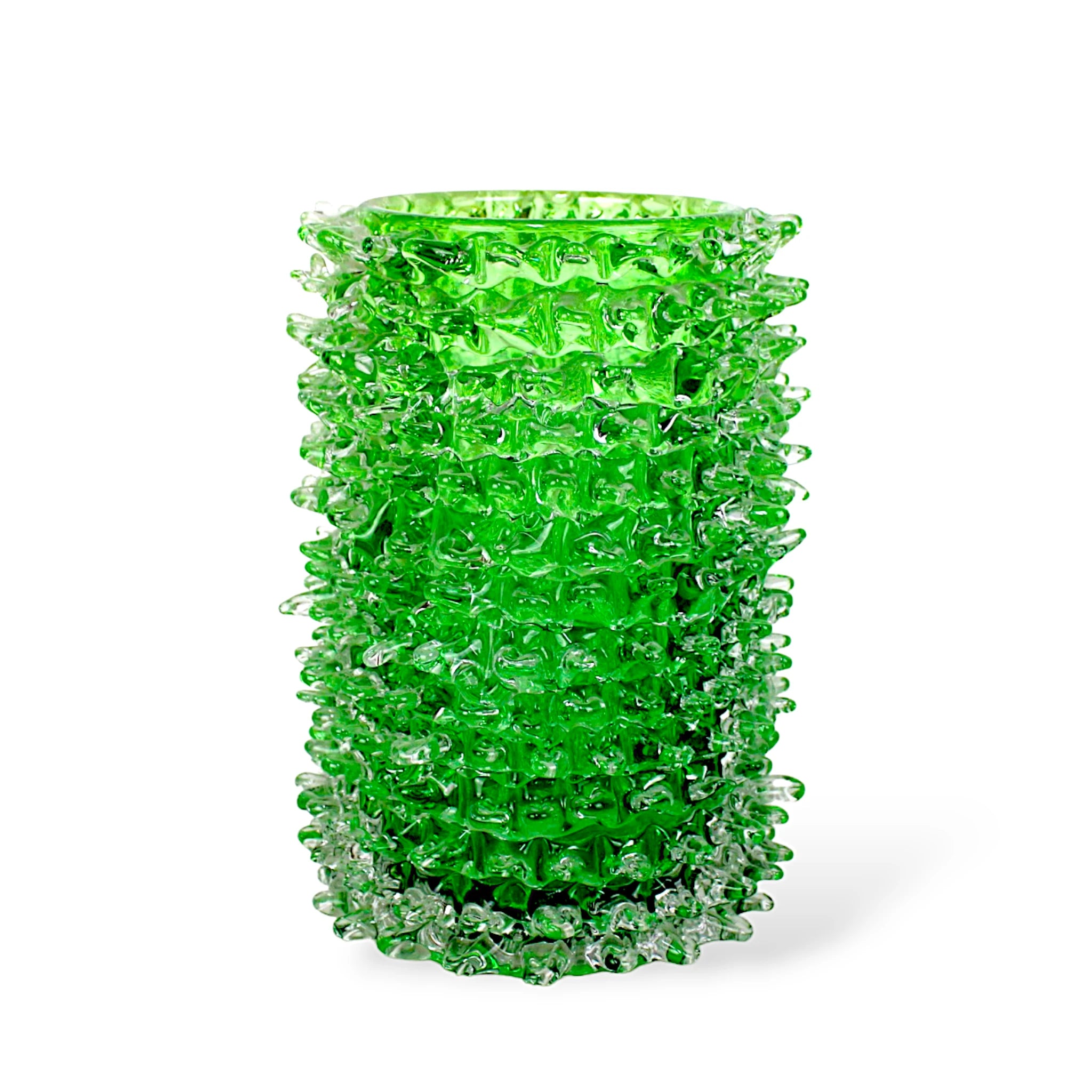Vaso de Cristal Murano Espinhos Médio cor Verde Esmeralda