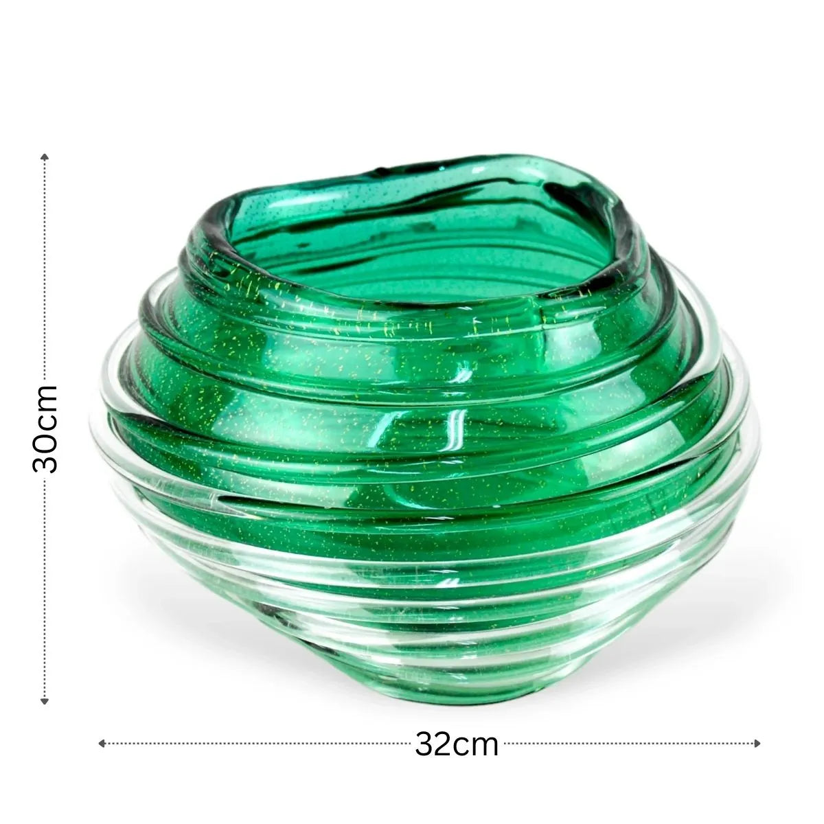 Vaso Ninho Grande em Murano com Ouro Medidas