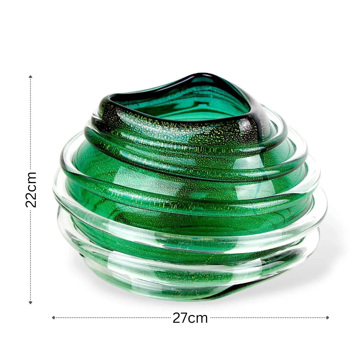 Vaso Ninho Pequeno em Murano com Ouro Medidas