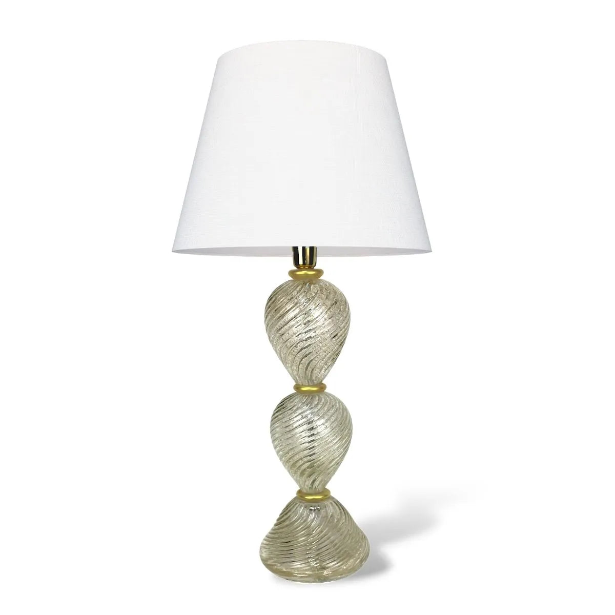 Abajur Cristal Murano Ovale Cristal Puro com Ouro