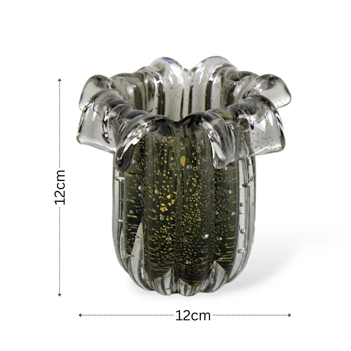 Cachepot Pequeno Murano com Ouro Medidas