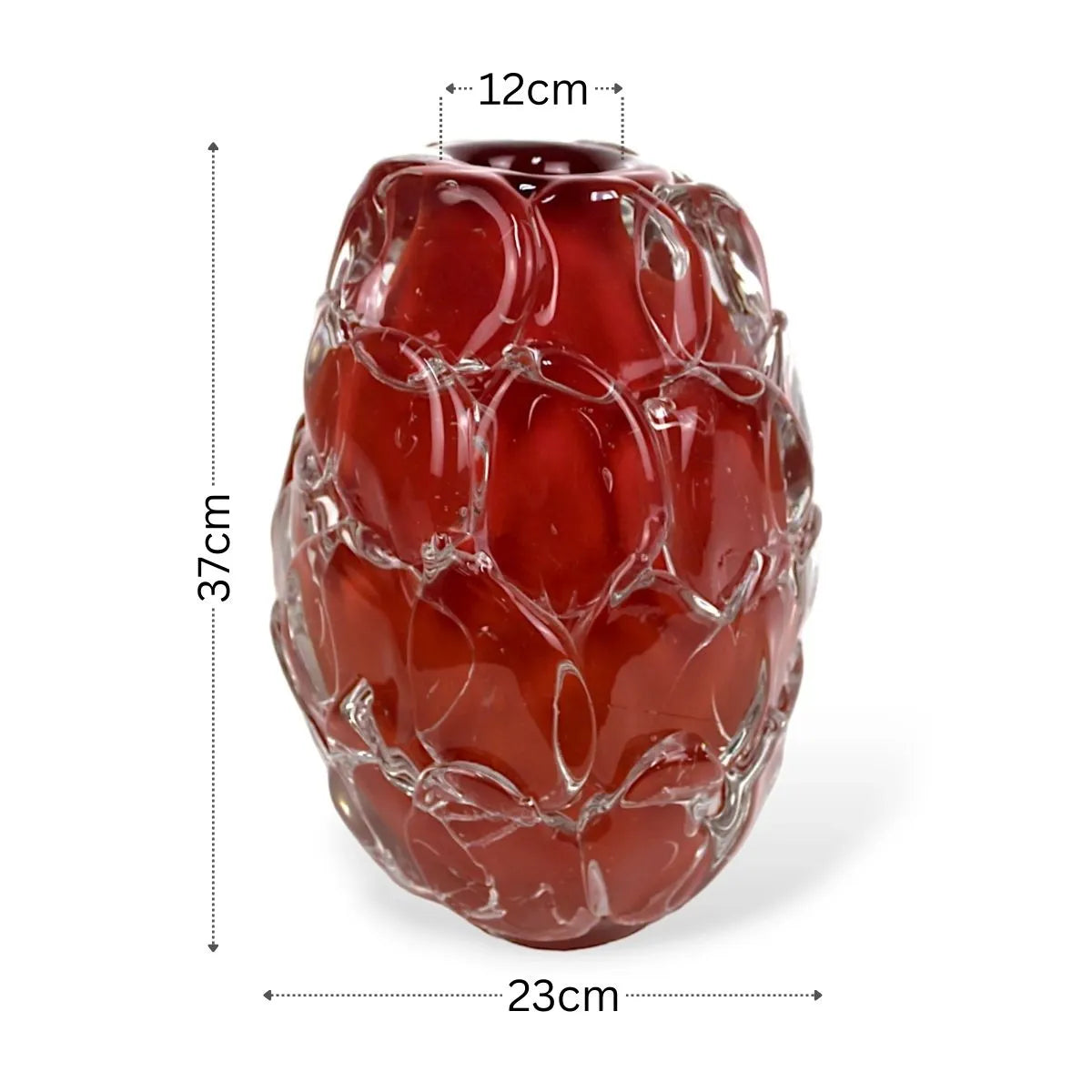 Vaso Scales Grande Vermelho Murano Medidas