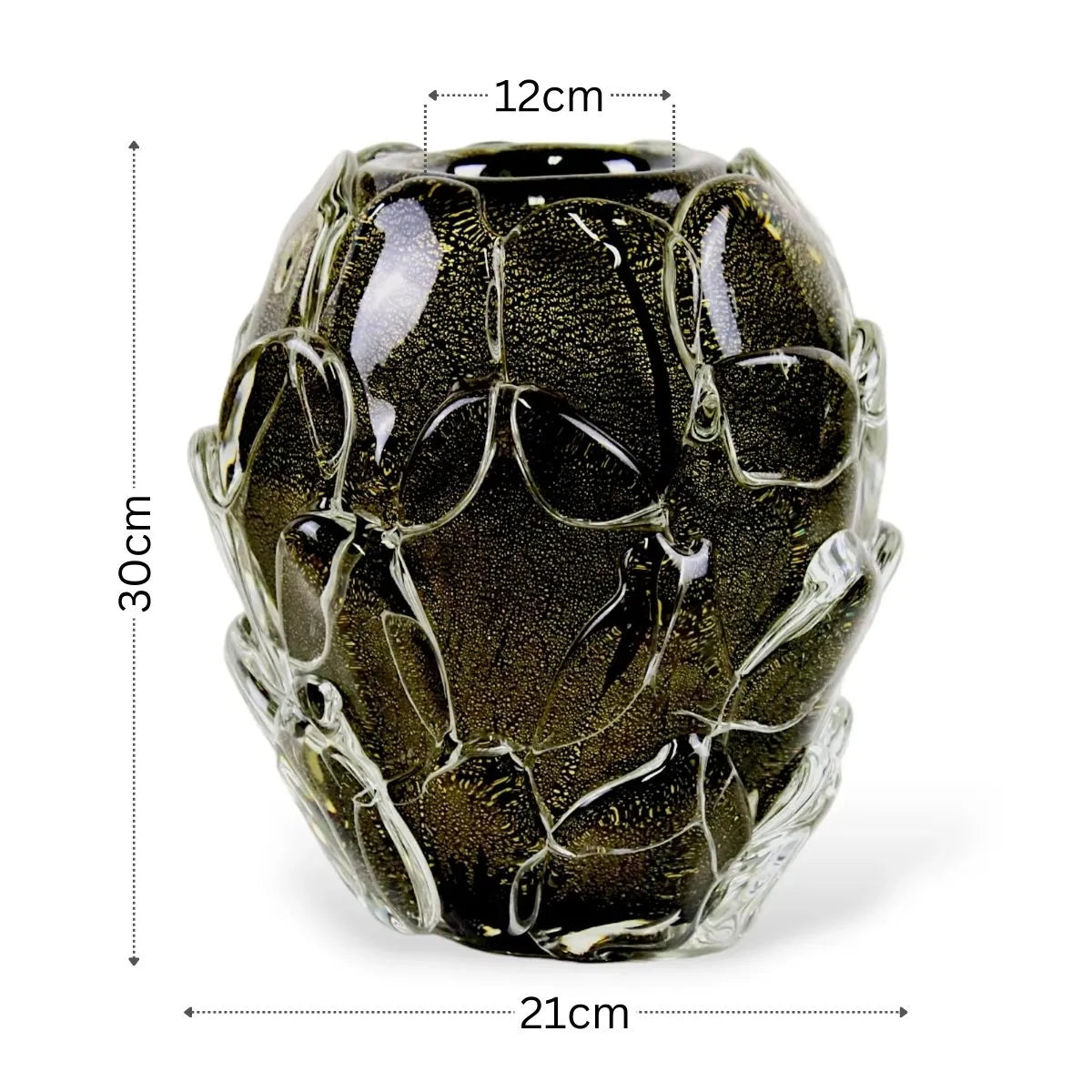 Vaso Scales Médio Murano com Ouro Medidas