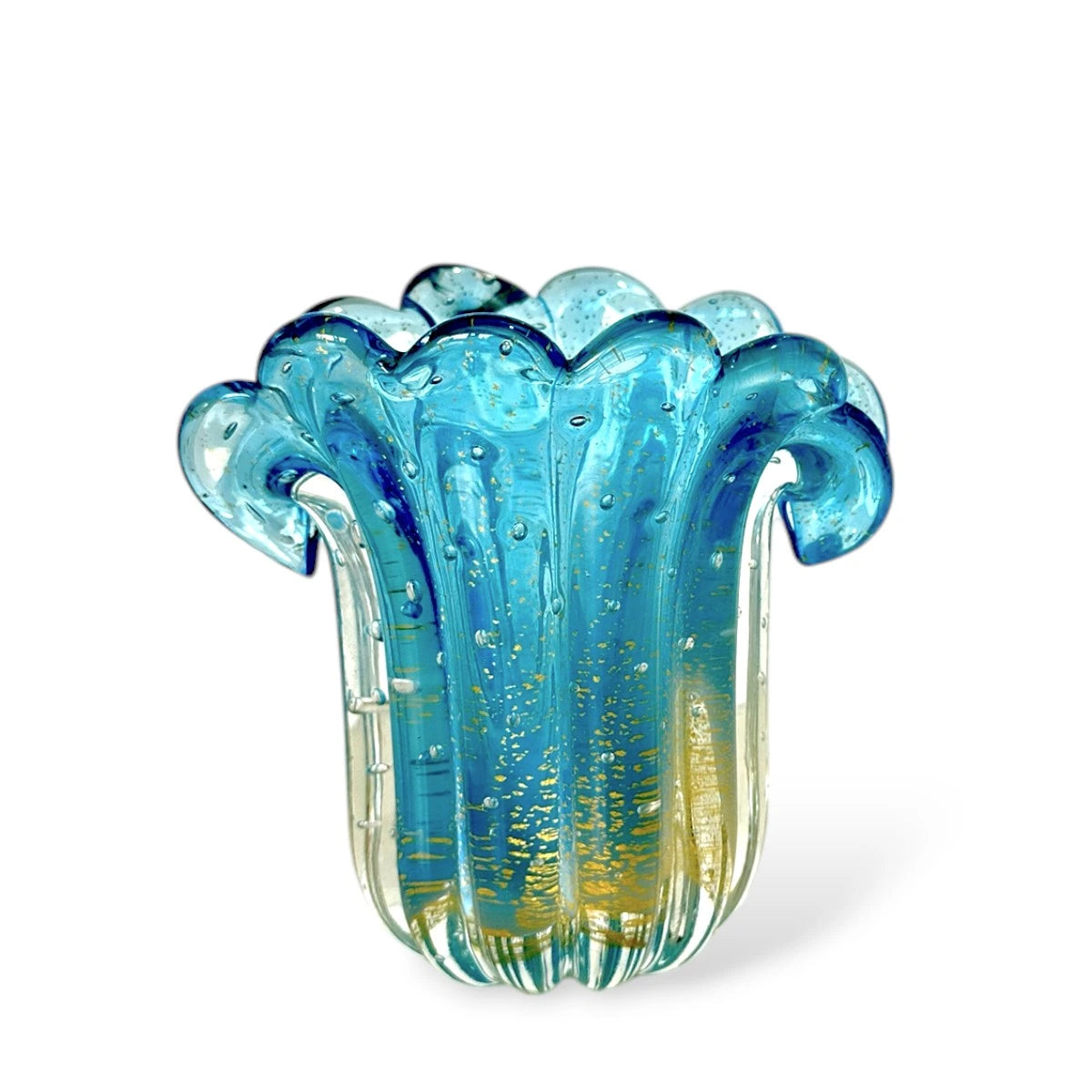 Vaso Cachepot Murano Leque com Ouro - PP