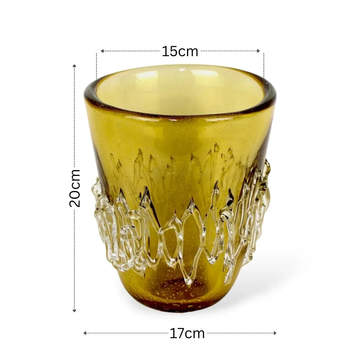 Vaso Talia Pequeno em Murano com Ouro Medidas