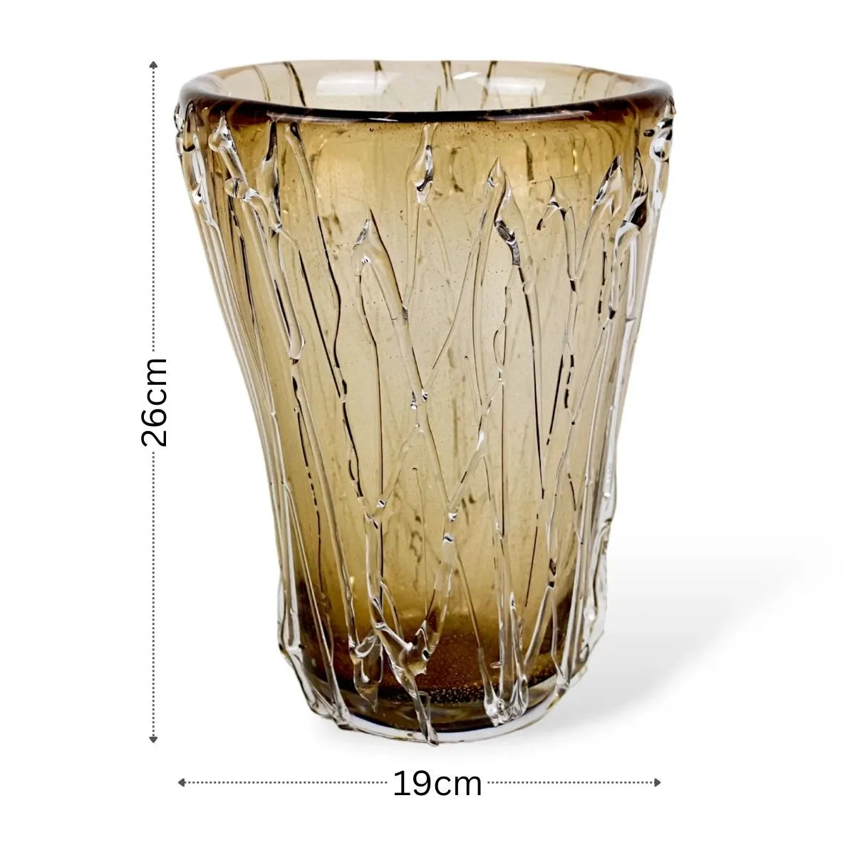 Vaso Cristal Murano com Ouro Média Medidas