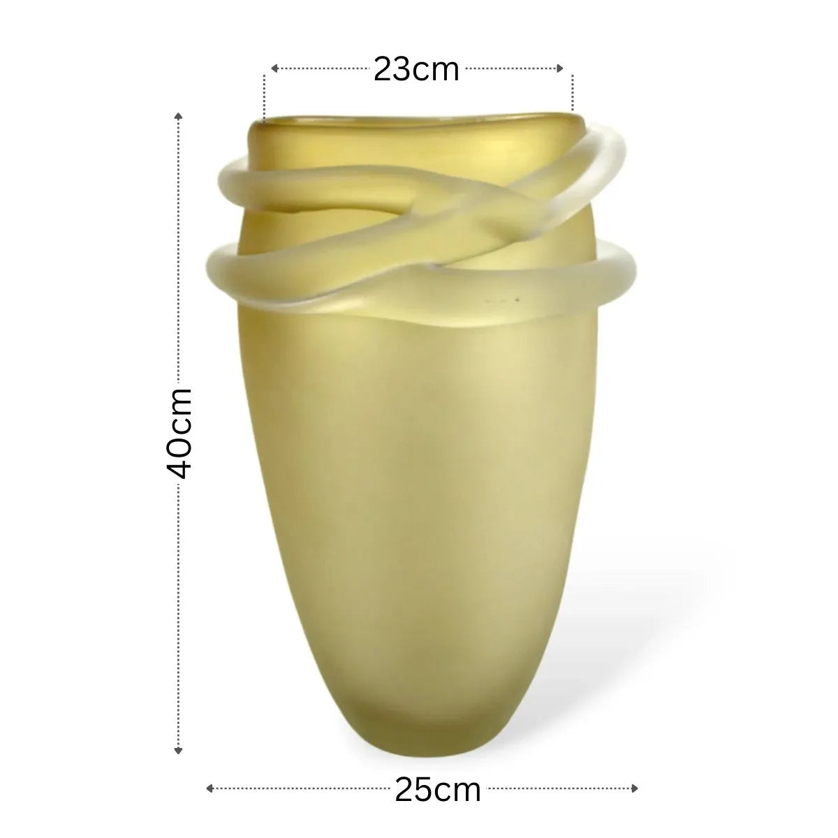 Vaso Áuria Grande em Murano Medidas