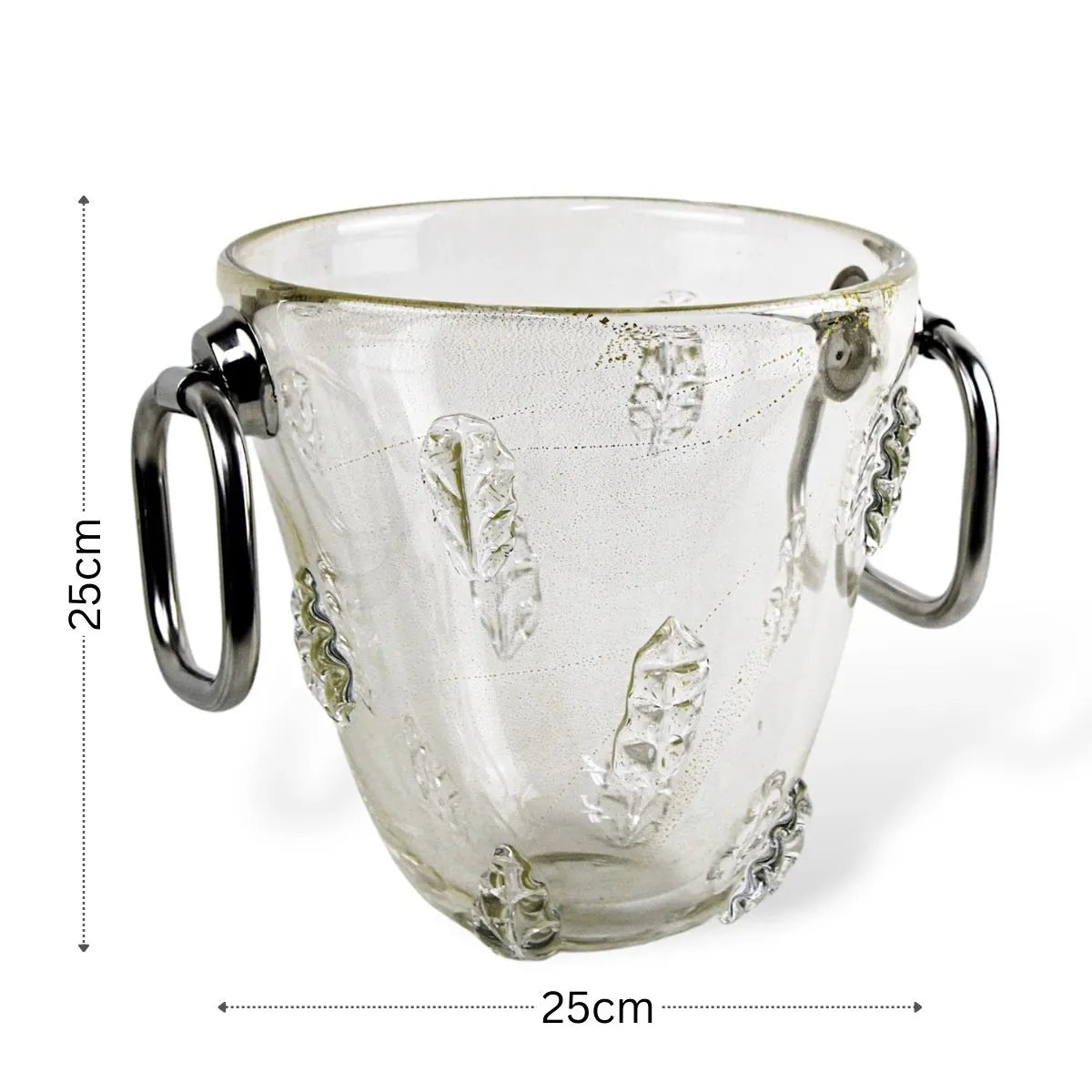 Champanheira Cristal Murano com Ouro Medidas