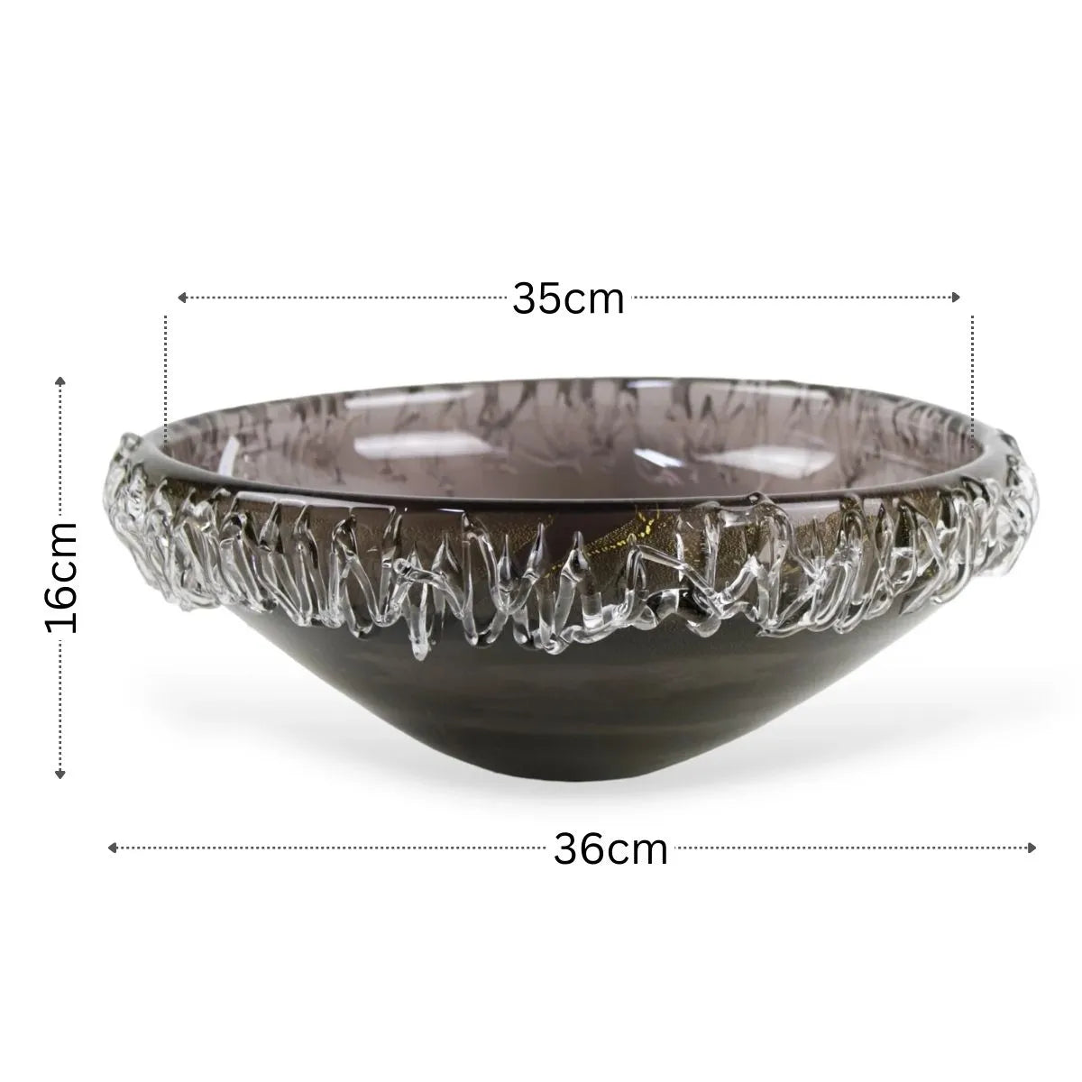 Centro de Mesa Murano Verina Preto com Ouro Medidas