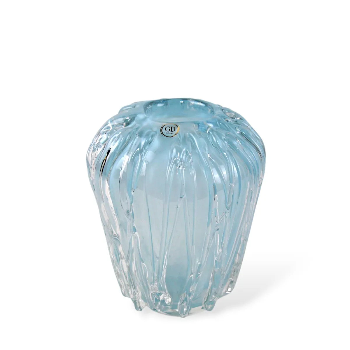 Vaso Aghata Cristal Murano Azul Bebê