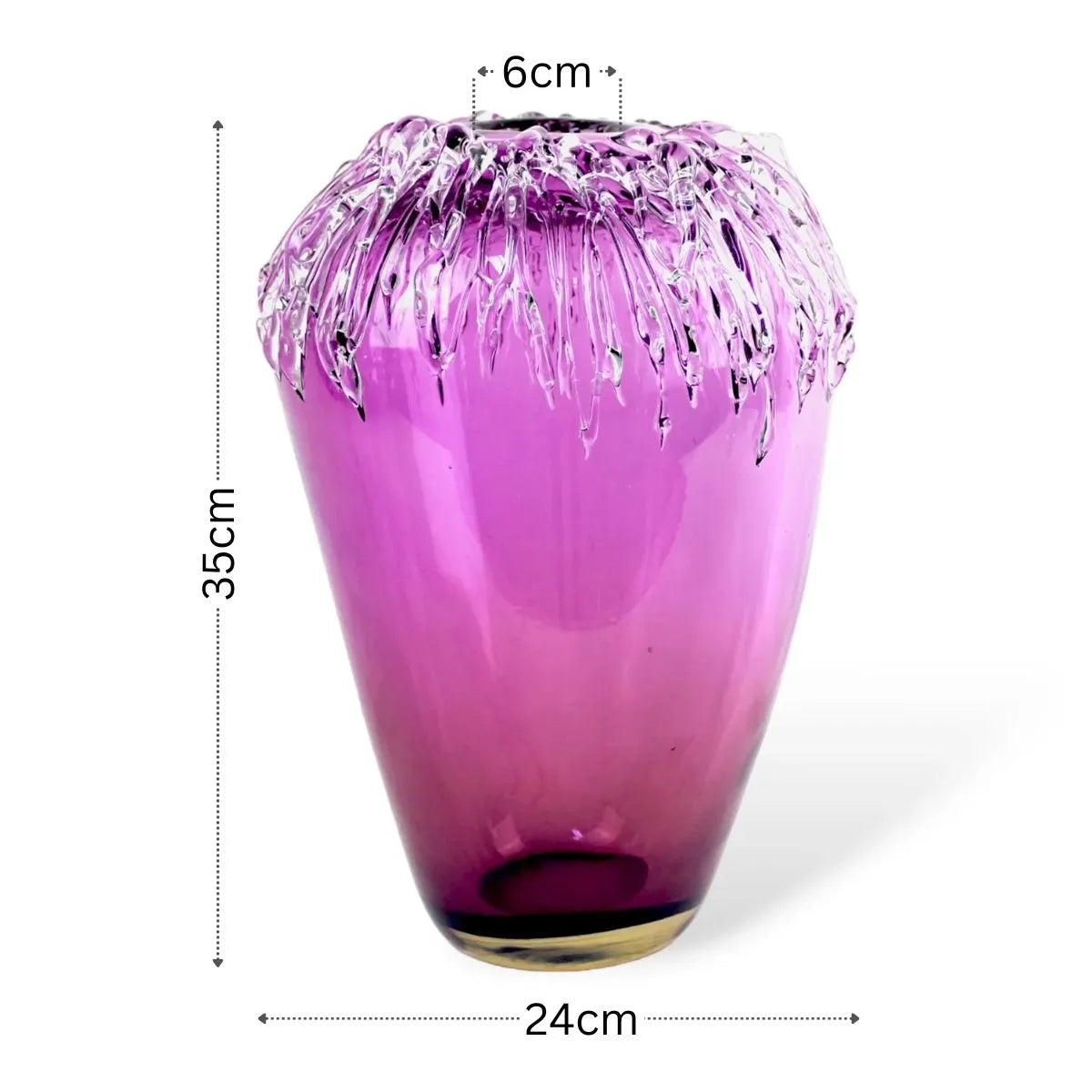 Vaso Verina Grande em Murano Medidas