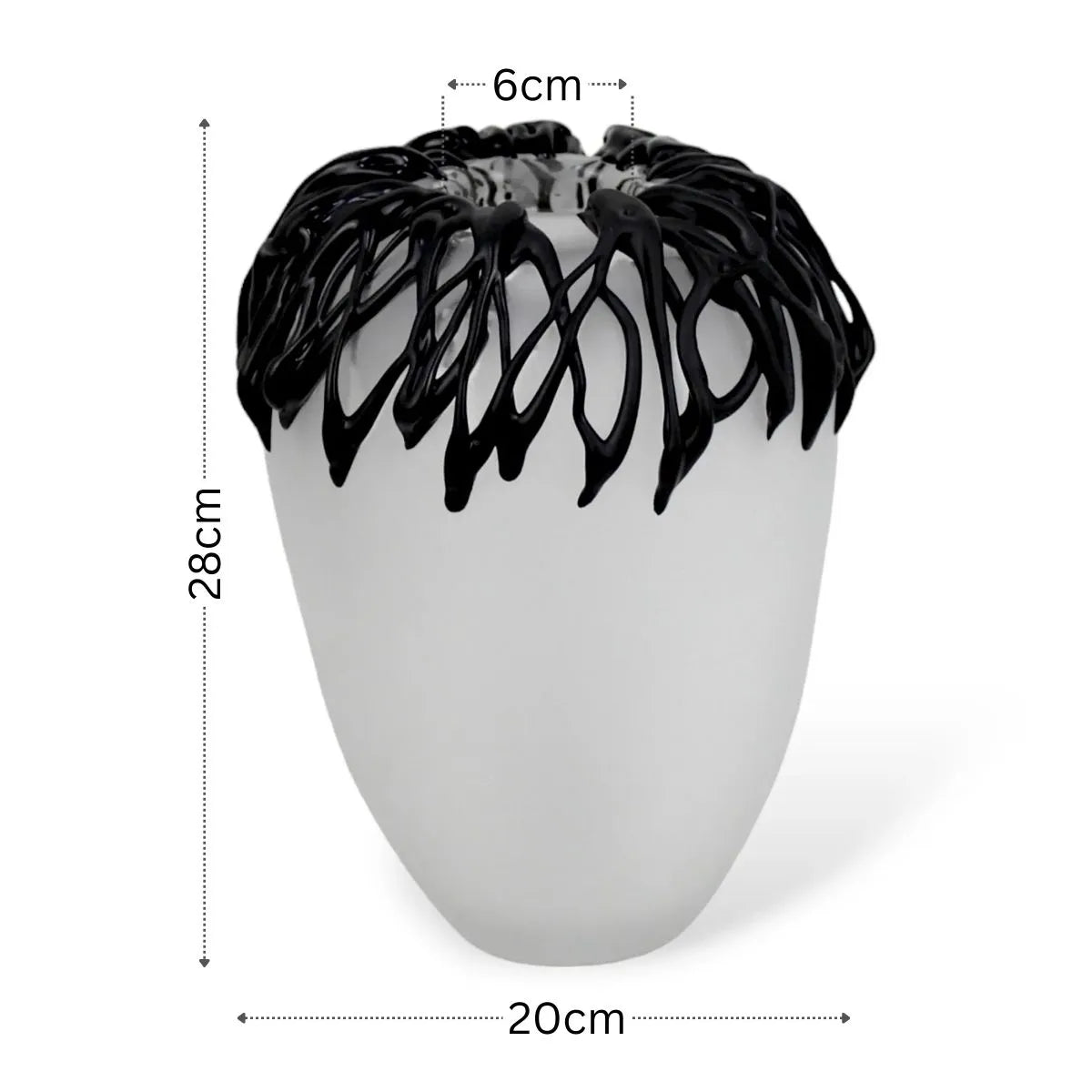 Vaso Verina Médio em Murano Medidas