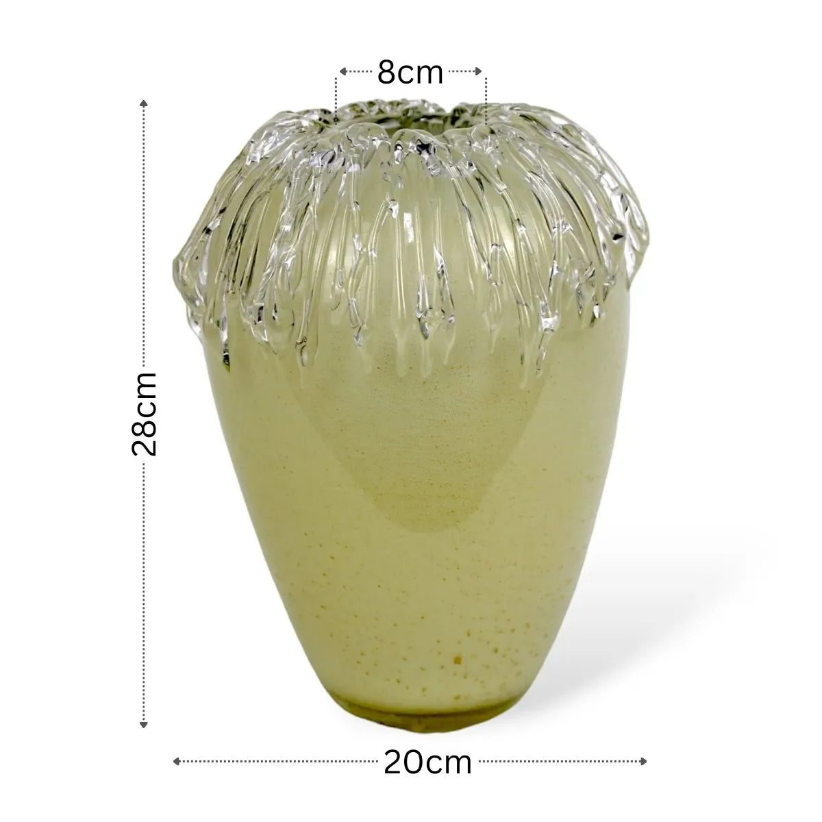 Vaso Verina Médio em Murano com Ouro Medidas