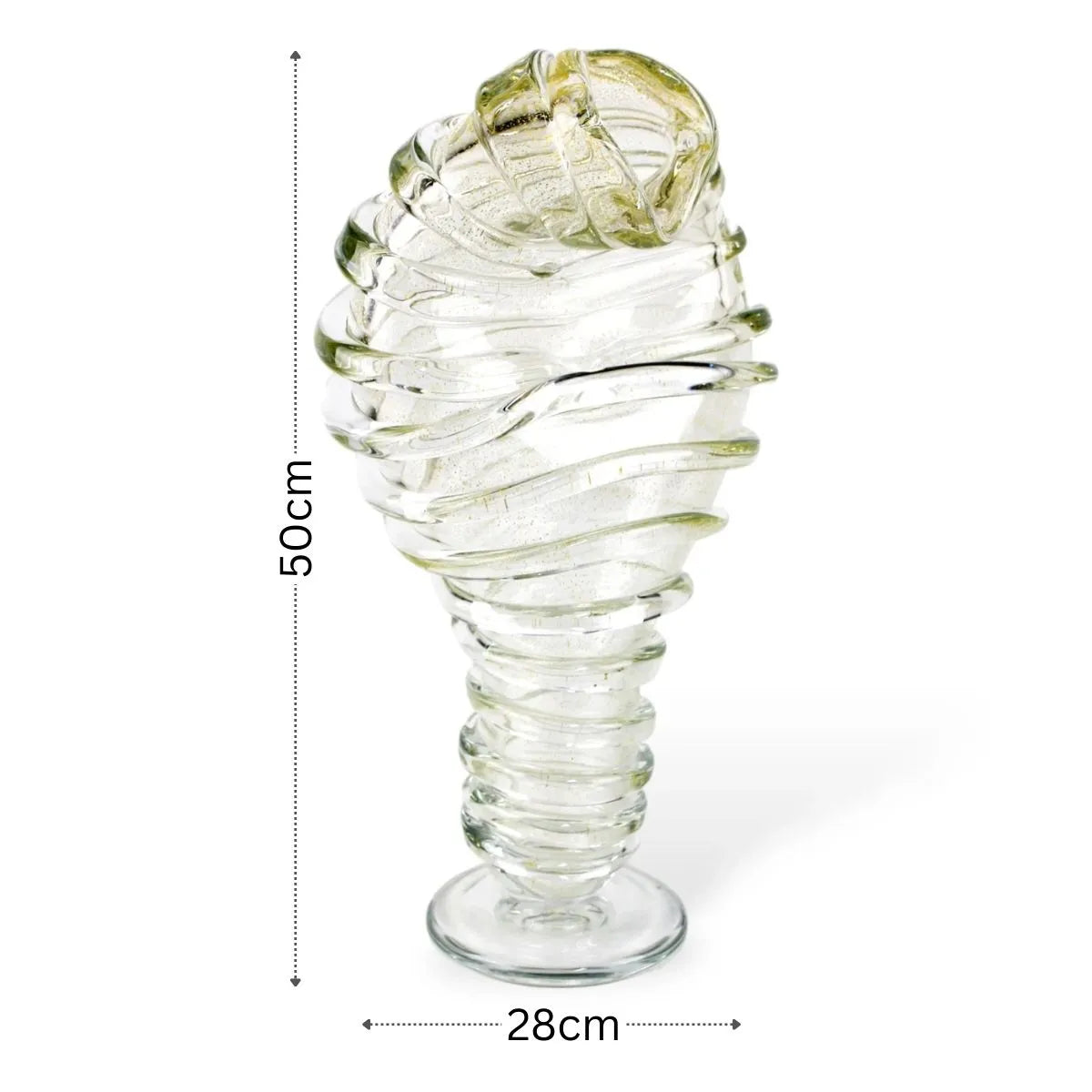 Escultura Cocoon Murano com Ouro Medidas