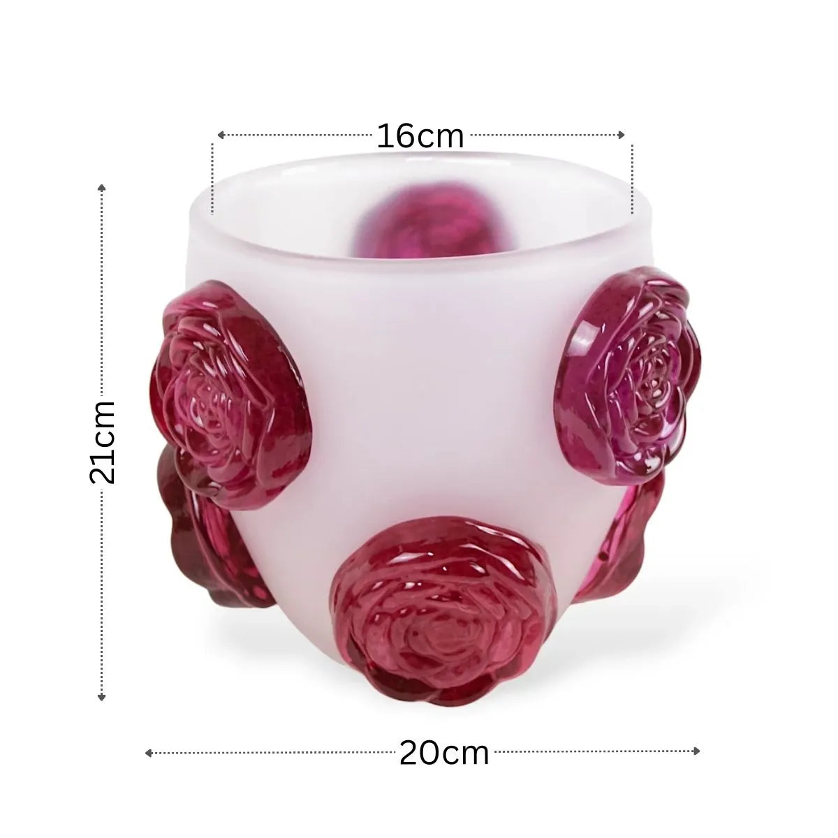 Vaso Roses Pequeno em Murano Medidas
