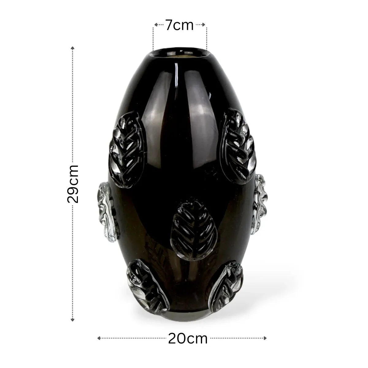 Vaso Táia Médio em Murano Medidas