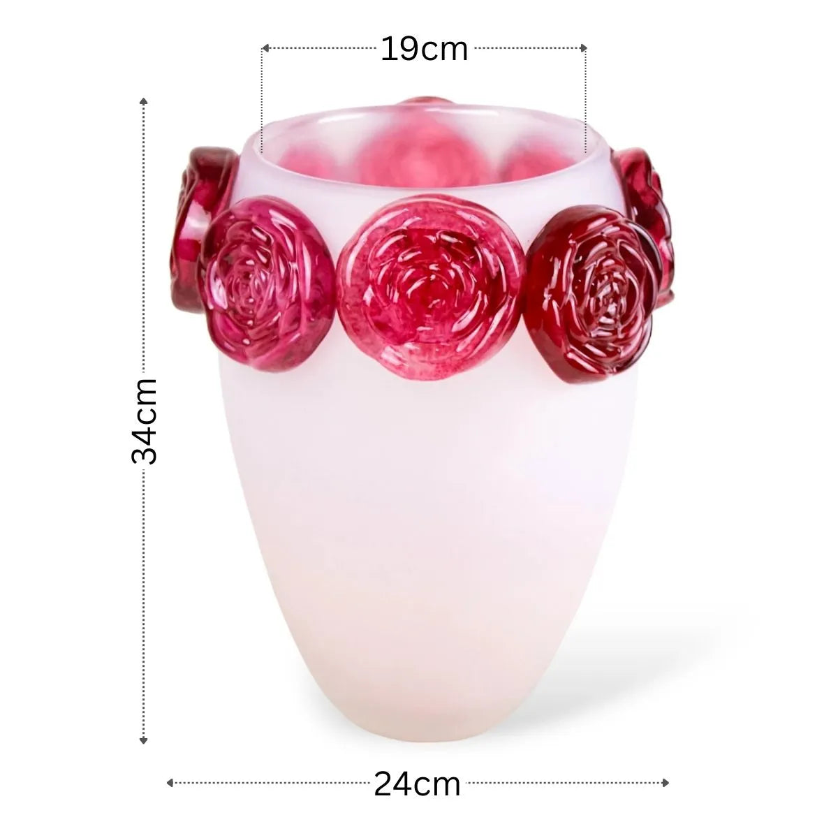 Vaso Murano Top Roses Medidas