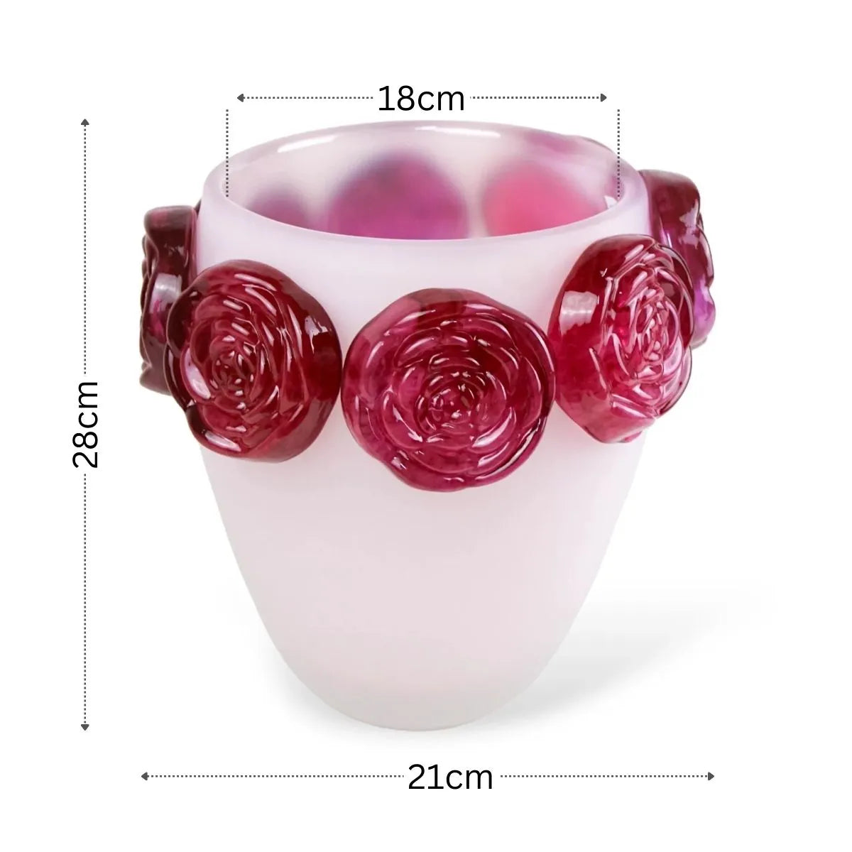 Vaso Top Roses Médio em Murano Medidas