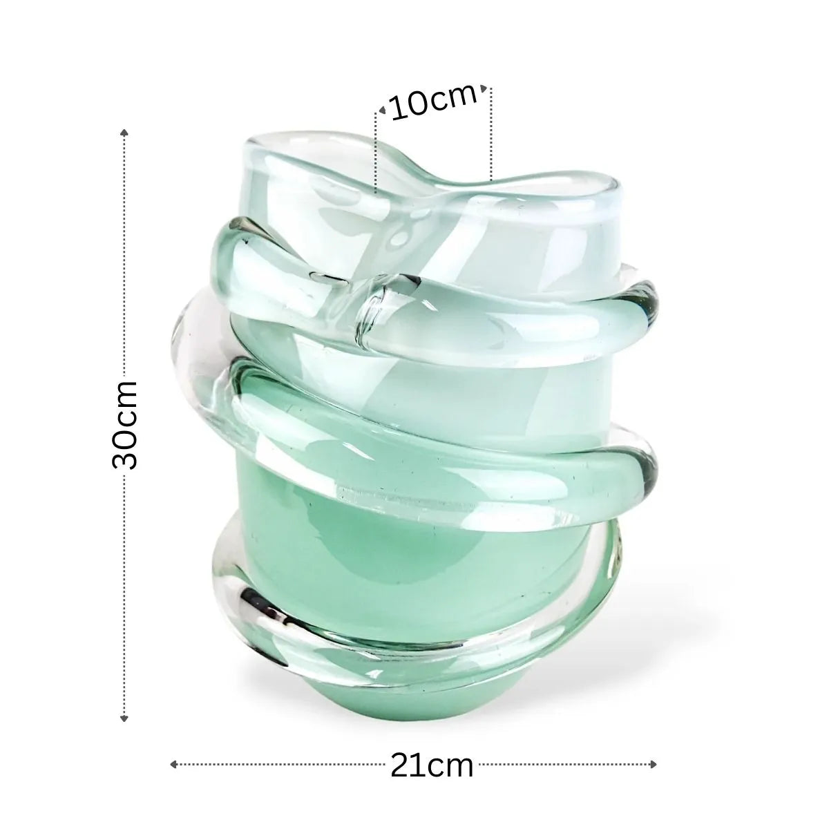 Vaso Jade Grande em Murano Medidas