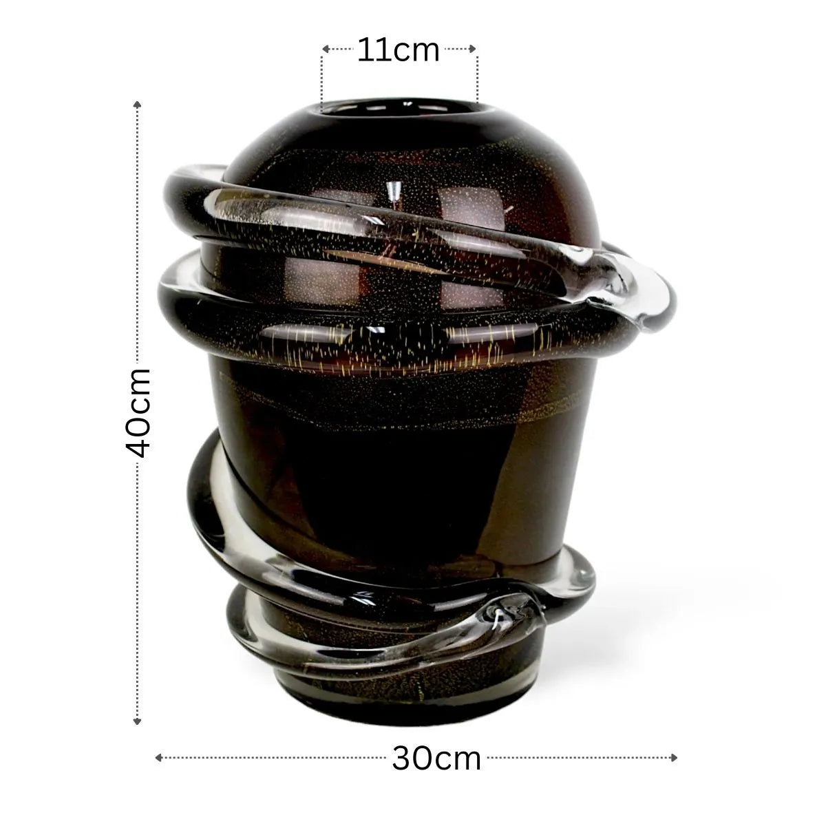 Vaso Colibri Grande em Murano com Ouro Medidas