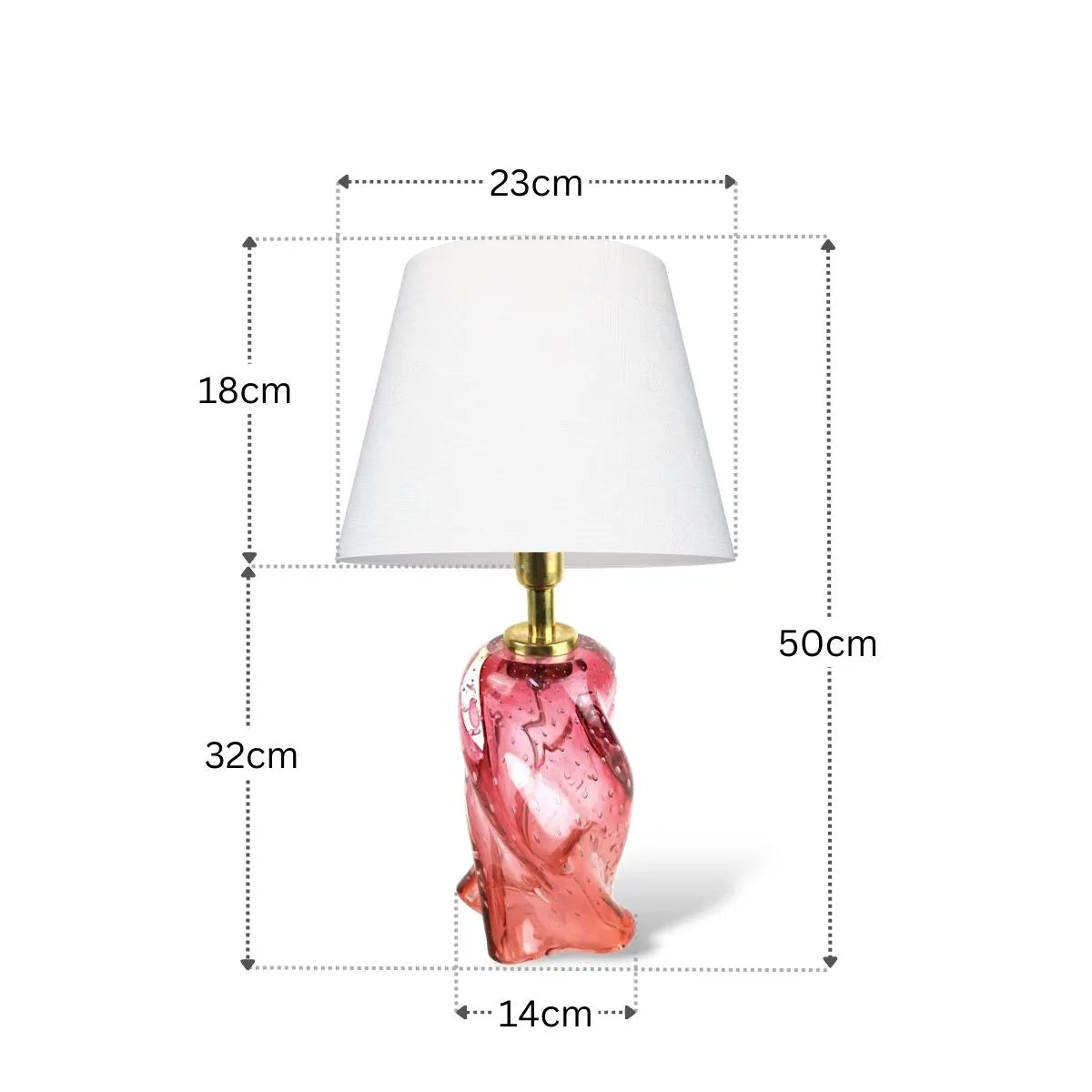 Abajur Murano Rosa Pequeno com Medidas