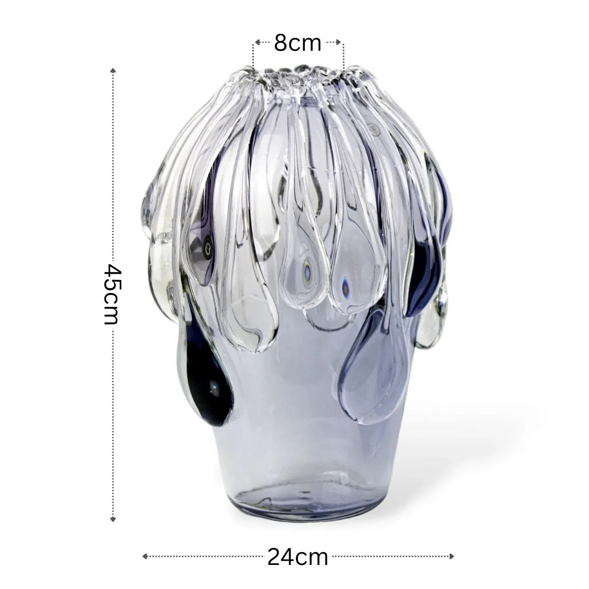 Vaso Acqua Murano Grande Azul Medidas