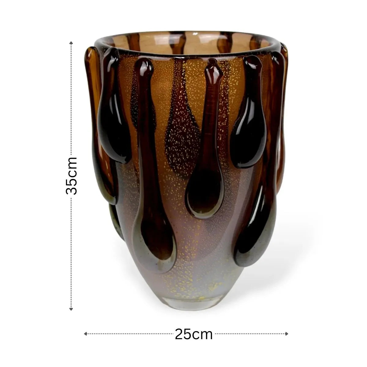 Vaso Acqua Grande Murano com Ouro Medidas