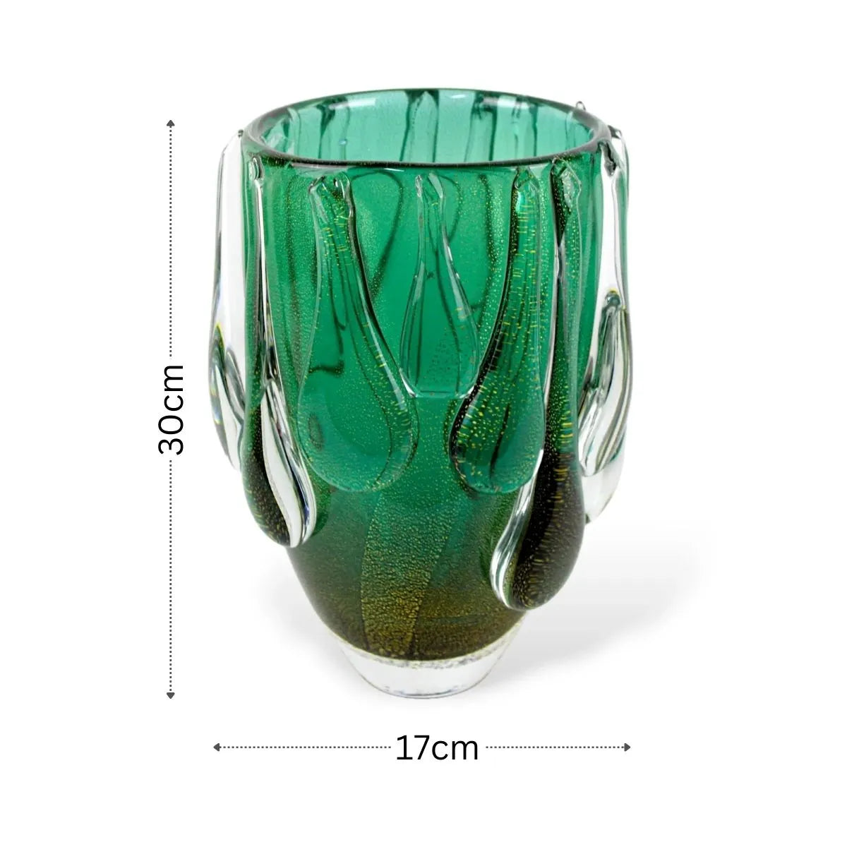 Vaso Acqua Médio Murano com Ouro Medidas