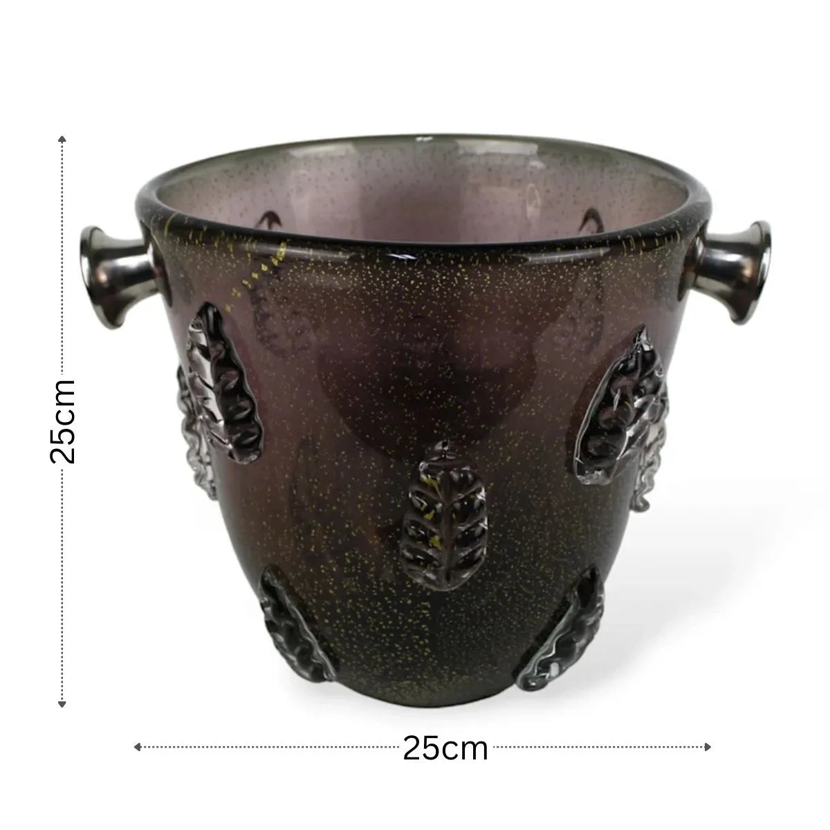 Champanheira Grafite com Ouro Murano Cristal Medidas