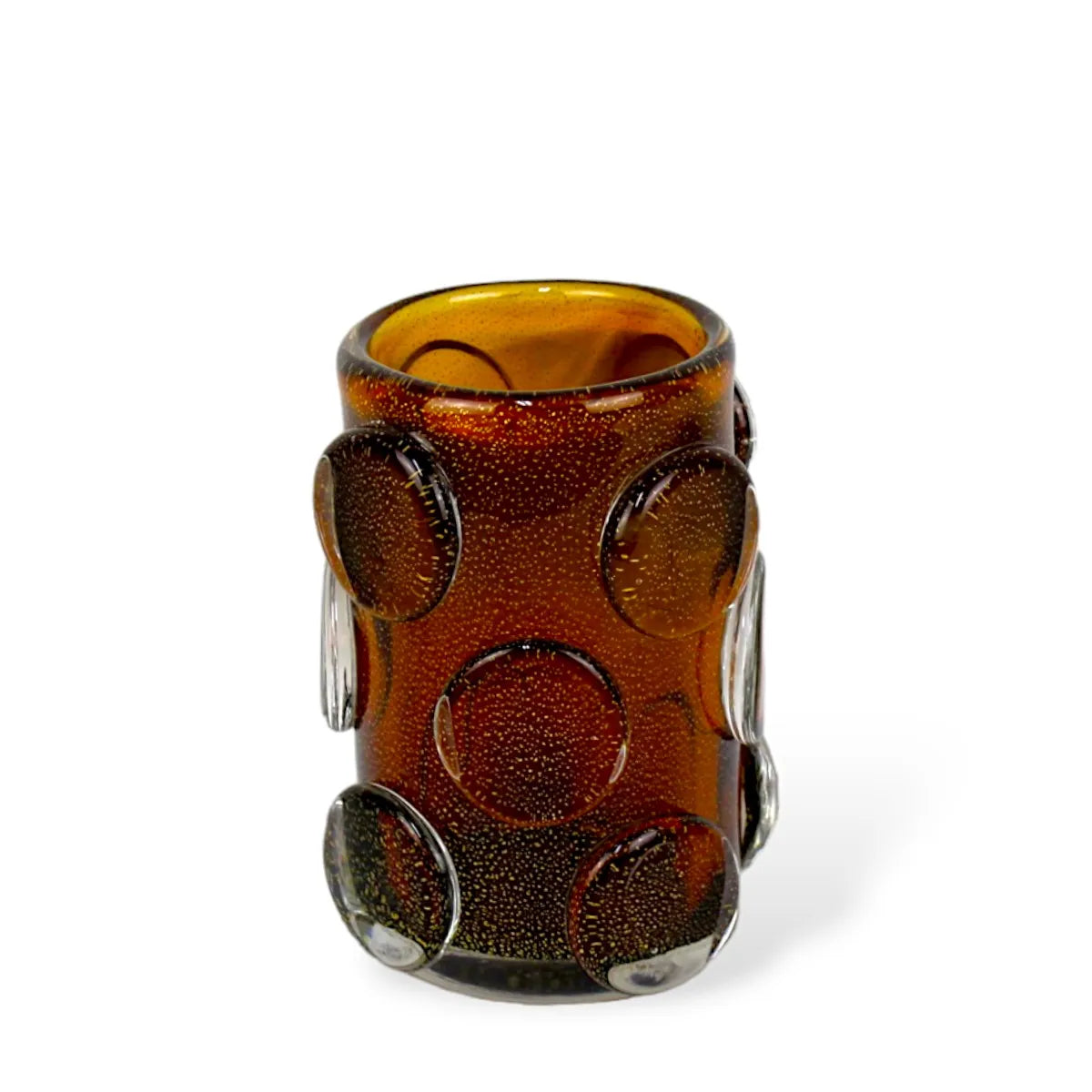 Vaso Murano Decorativo Cachepot Ambar Marrom Bolas CAtapora GD cristais