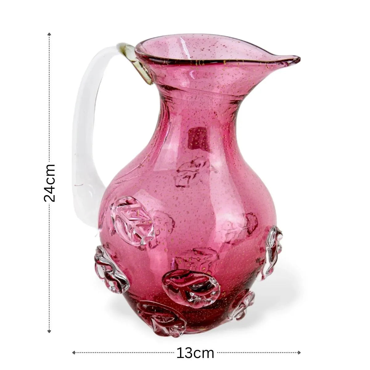 Jarra Flowers Rosa vem Murano com Ouro Medidas